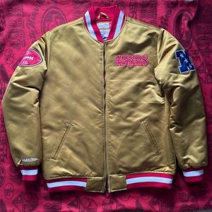 49ers Gold Satin Bomber Jacket Men’s Large